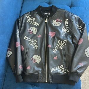 Hello Kitty Black Leather Rhinestone Jacket